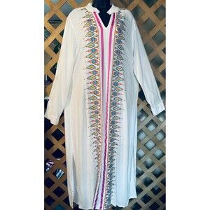 MIDNIGHT VELVET Embroidered Chloe Long Linen Blend Maxi Dress/Duster/Lounge 18W